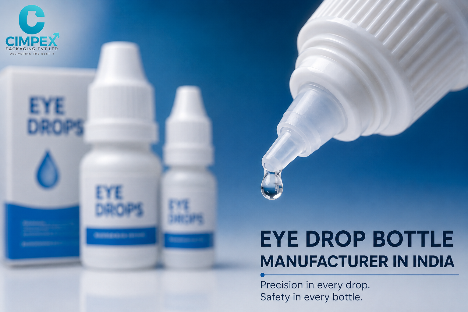 Pharma-grade LDPE eye drop bottles by Cimpex Packaging, trusted Eye Drop Bottle Manufacturer in India for ophthalmic and pharmaceutical packaging
