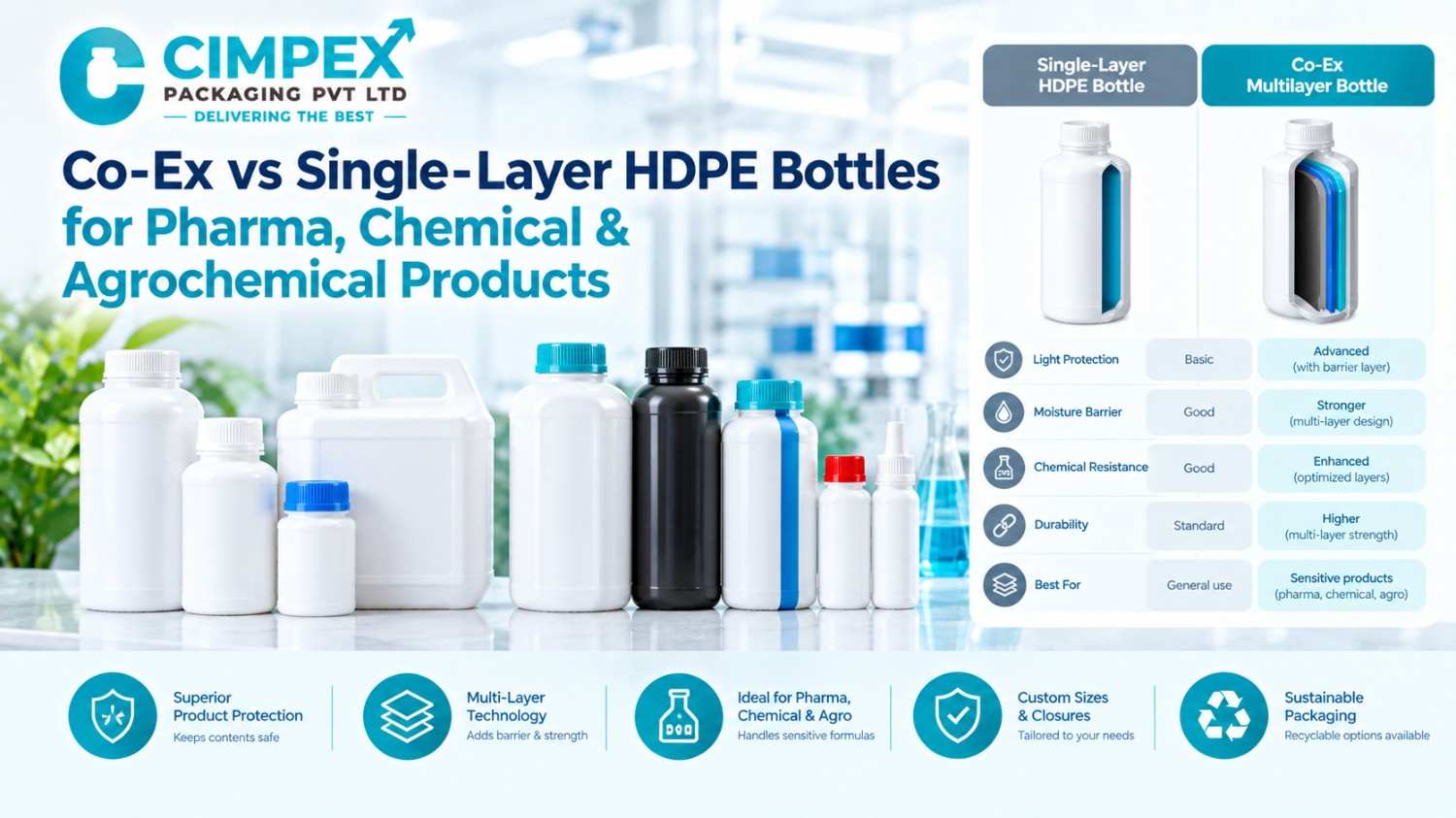 Co-Ex vs single-layer HDPE bottles for pharmaceutical, chemical and agrochemical products