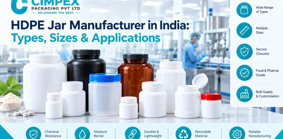 HDPE jar manufacturer in India offering jars in multiple sizes with secure closures for food, pharmaceutical, nutraceutical and chemical packaging.